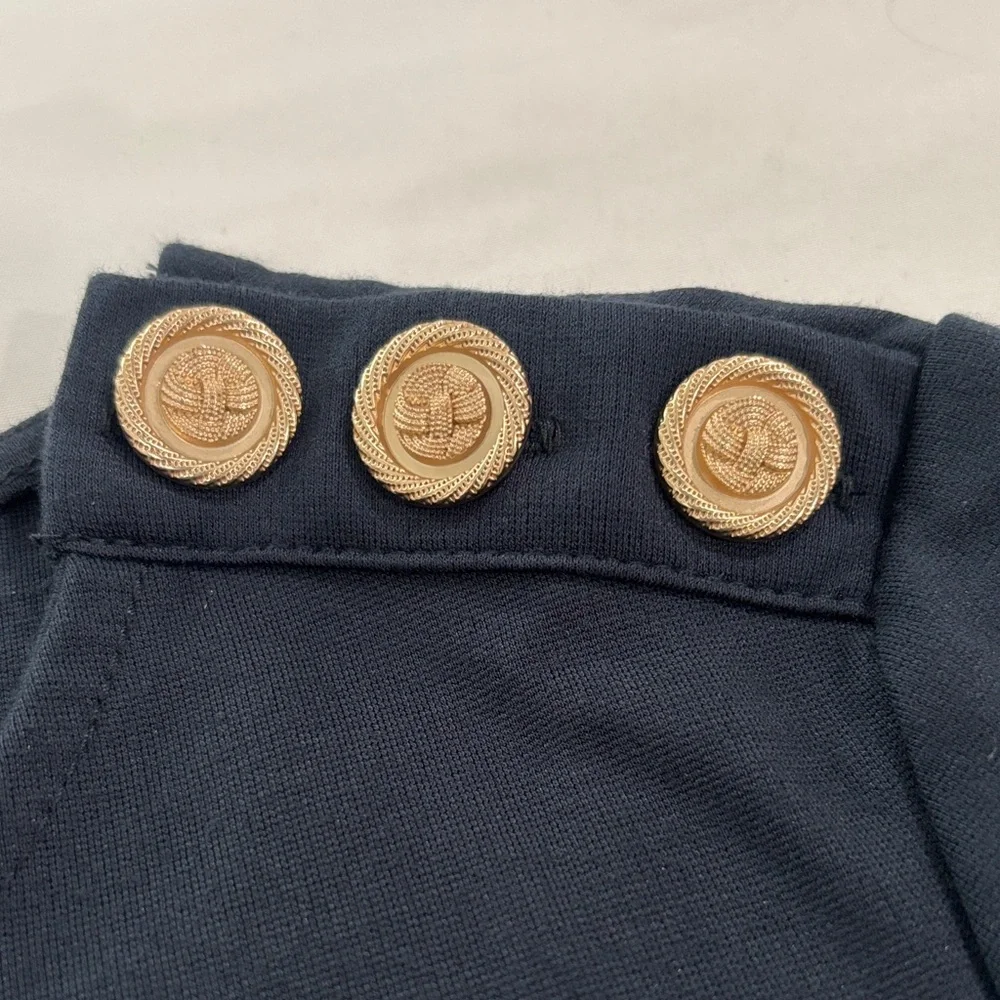 Christian Siriano Midnight Blue Top with Button Accents - Picture 3 of 5